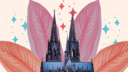 Der Kölner Dom in einer tropischen Pflanze